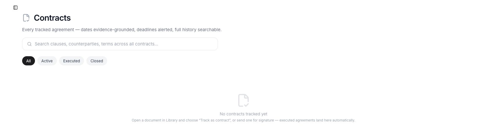 Contract Tracking in the Caleto app