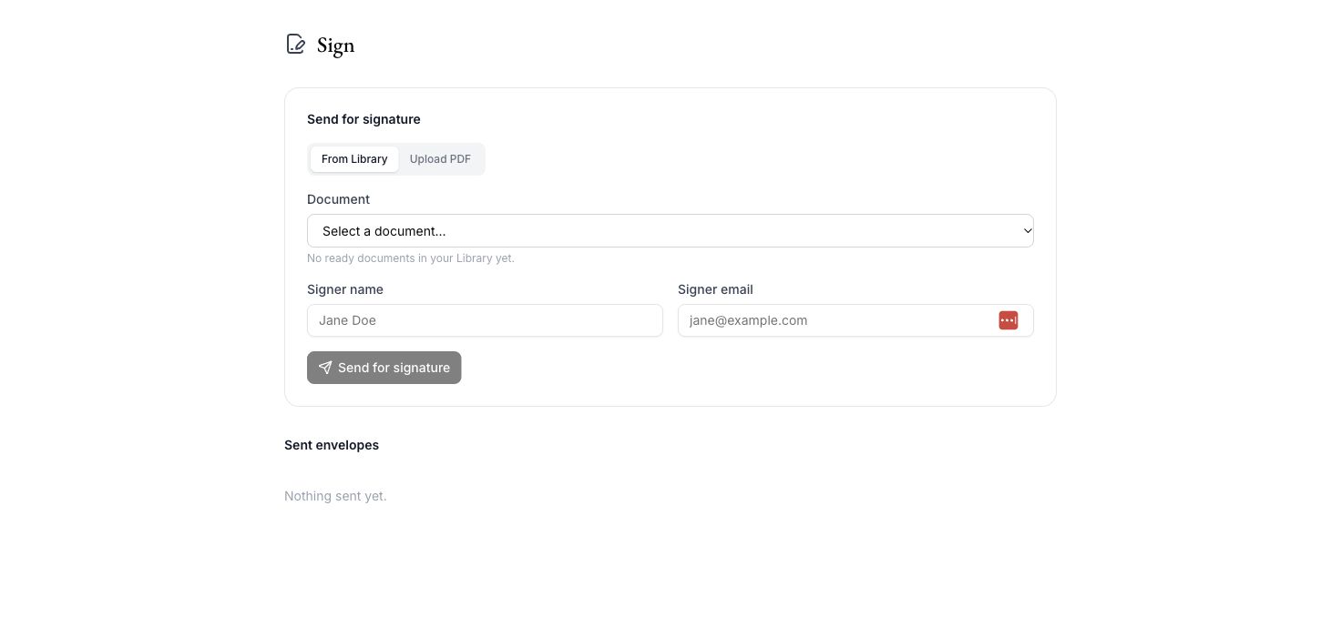 Sign & e-signatures in the Caleto app