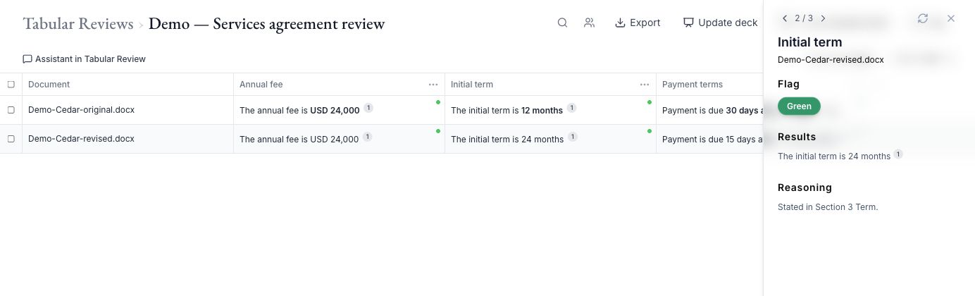 Tabular Review in the Caleto app