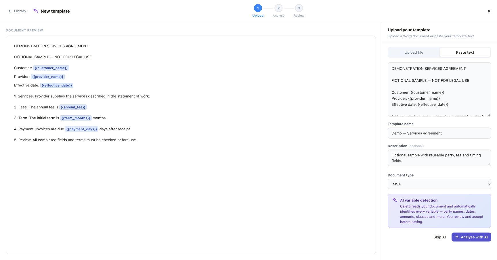 Templates & Document Builder in the Caleto app