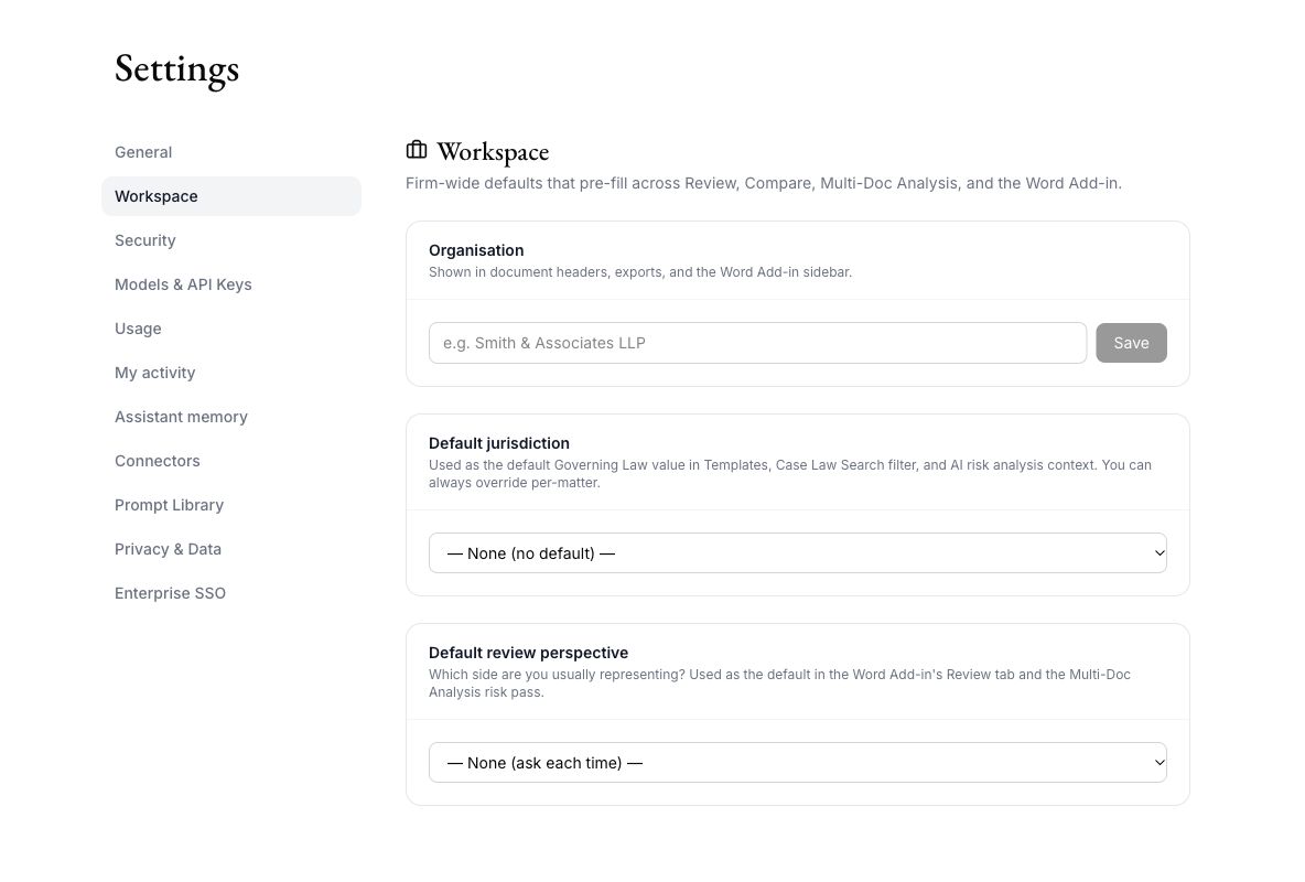 Workspace Administration in the Caleto app